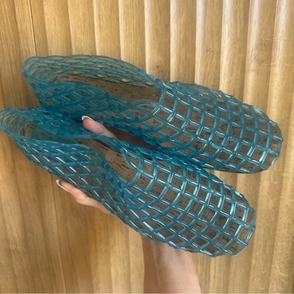 THE ROW Blue Mara Jelly Flat Slip On Sandal Shoes - Picture 3 of 9